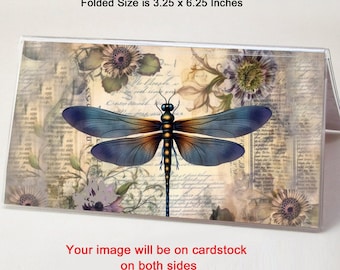 Checkbook Cover Vinyl Dragonflies, Includes Duplicate Insert, Top Tear Standard Checks, Business Check Book Case