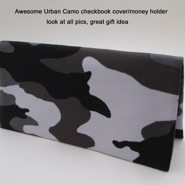 Urban Camo Fabric Checkbook Cover - Coupon or Money Holder - Camo Gift Idea - Check Book Cover - Handbag Camo Checkbook Cover Gift Idea