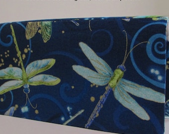 Checkbook Cover Dragonflies Fabric Handmade Accessory, Coupon or Money Holder, Womens Check Book Gift