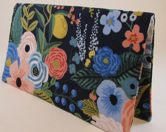 Rifle Paper Co Wildwood Fabric Checkbook Cover - Coupon or Money Holder - Flowers Gift Idea - Check Book Cover - Floral Checkbook Gift Idea