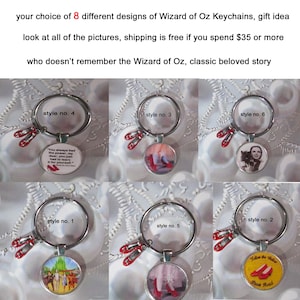 Wizard of Oz Keychains - Choice of 8 Oz Styles - Wizard of Oz Gift Idea - Oz Keyfob With Ruby Slippers Charm - Beloved Classic Tale Gift