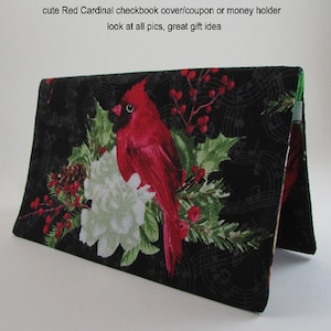 Funda de tela para chequera de Cardinal Holiday - Porta cupones o dinero - Idea de regalo colorida - Funda para chequera - Funda para chequera de mano - Idea de regalo