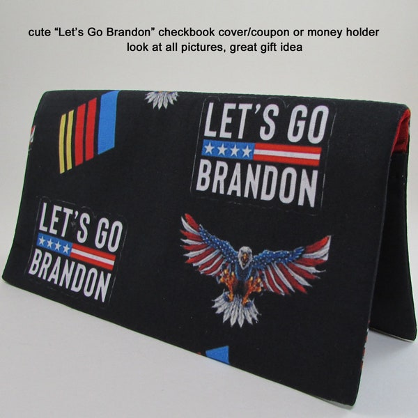 Lets Go Brandon 2 Fabric Checkbook Cover - Coupon or Money Holder - Fairies Gift Idea - Check Book Cover - Funny Handbag Checkbook Cover