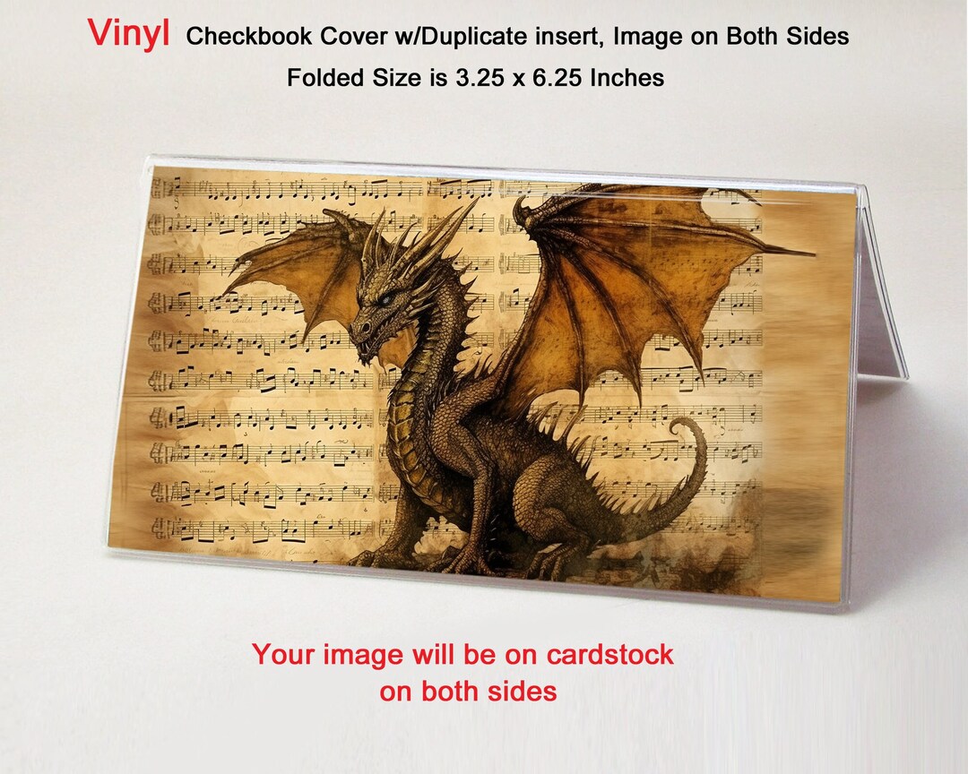 Dragon 1 Vinyl Checkbook Cover - Includes Duplicate Insert - Top Tear ...