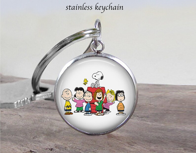 Peanuts Gang Snoopy Stainless Keychain 25mm Snoopy Gift 1 Etsy