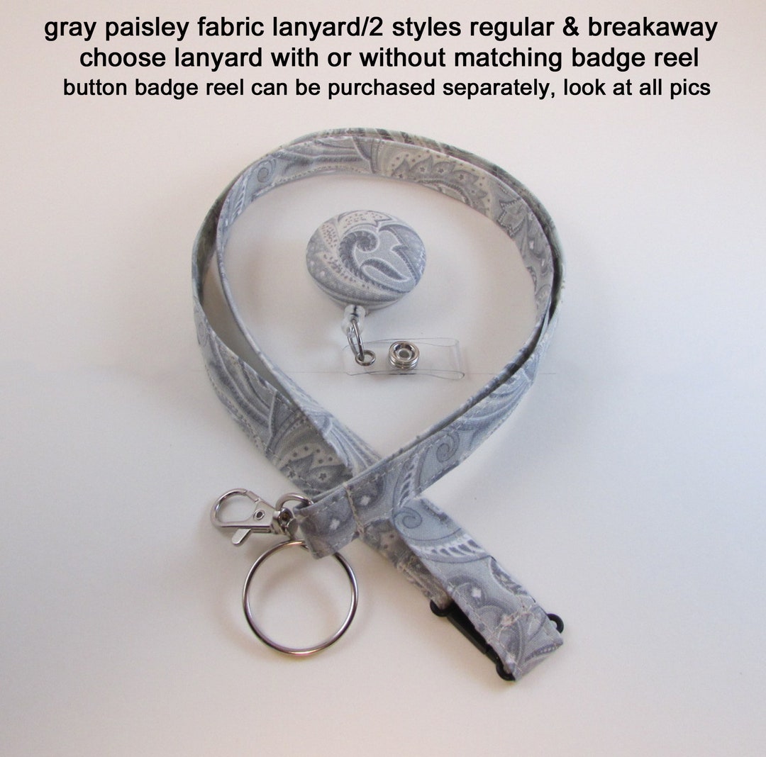 Breakaway Lanyard Gray Paisley Neck Lanyard Hospital Teacher Lanyard ...