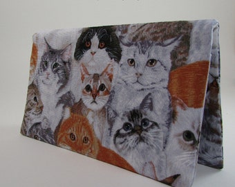 Cat Checkbook, Coupon or Money Holder, Fabric Checkbook Wallet