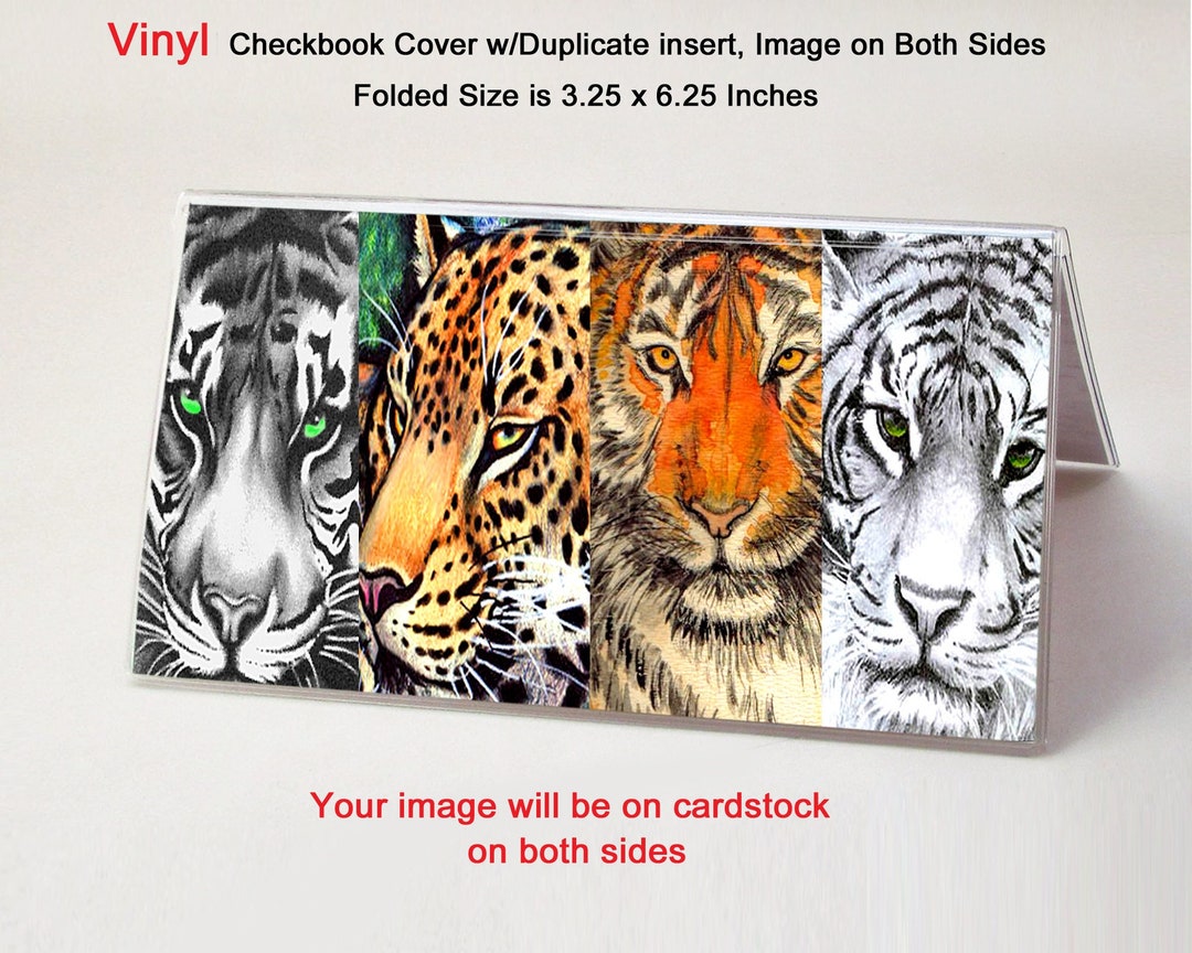 Big Cats Vinyl Checkbook Cover - Includes Duplicate Insert - Top Tear ...