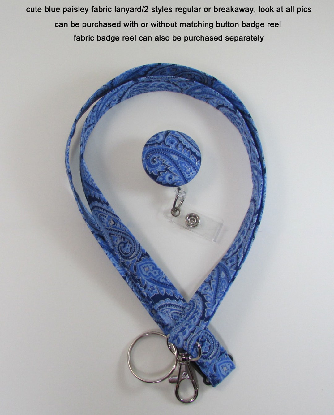 Breakaway Lanyard Blue Paisley Neck Lanyard Retractable Badge Reel Hospital Lanyard Nurse Badge ...