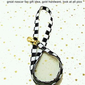 Lanyard Racing Checks Checkerboard Fabric Badge Lanyard/Choice of Regular or Breakaway Style/Traffic Jam Lanyard Nascar Fabric Keys Holder