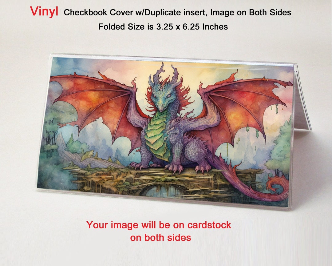 Dragon 6 Vinyl Checkbook Cover - Includes Duplicate Insert - Top Tear ...