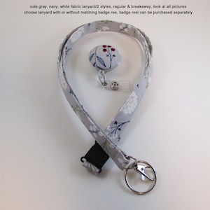 Lanyard Gray, Navy, Green or Badge Reel - Neck Lanyard - Hospital Teacher Lanyard - Retractable Badge Reel - Fabric Lanyard and Badge ID