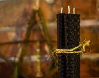 Sets of Black Rolled Beeswax Spell Candles | Chime Candles | Organic Beeswax