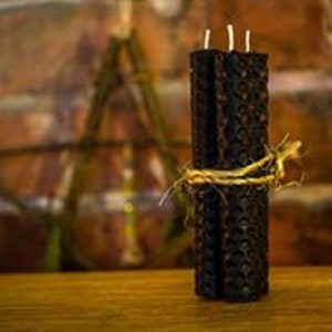 Sets of Black Rolled Beeswax Spell Candles | Chime Candles | Organic Beeswax