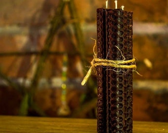 Sets of Brown Beeswax Spell Candles | Chime Candles | Organic Beeswax