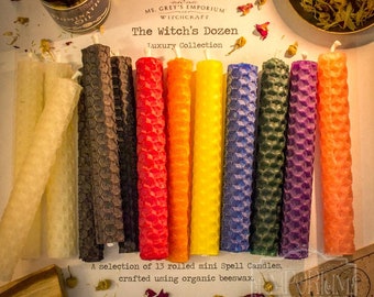 The Witches Dozen Beeswax Collection - set of 13 spell candles for use in Spells & Rituals.