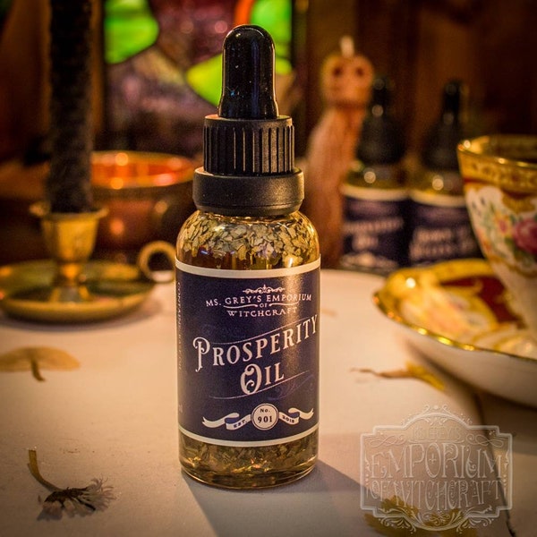 Prosperity Oil | Ritual Oil | Conjure Oil | Anointing Oil | Witchcraft | Wicca | Spells | Spell Candles | Chime Candles