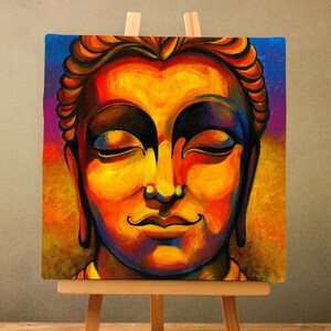 Colourfull bright Buddha Painting, Canvas Print, Buddha Art, Zen Decor, Wall Art, Art Print, Yoga Studio Decor, Om Meditation, Boho decor