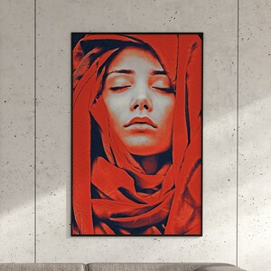 Frau in rot, Digitaler Download, Digitales Poster, herunterladbare Kunst, Wandkunst, moderne Kunst