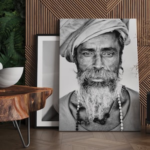 Digital download, Black and white poster print, Sadhu print, Indian man poster, Digital poster, downloadable art, Wall art, Modern art