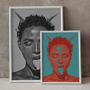 Schwarz weiss / Pop Art Portrait der schönen Afrikanerin Waris Dirie, Kunst nach Albert Watson Foto, Digital Art, Digital Download