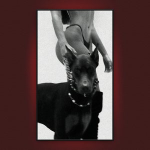 Digital download, Black and white poster print, Woman with doberman, Digital poster, downloadable art, Sexy Wall art, Modern art