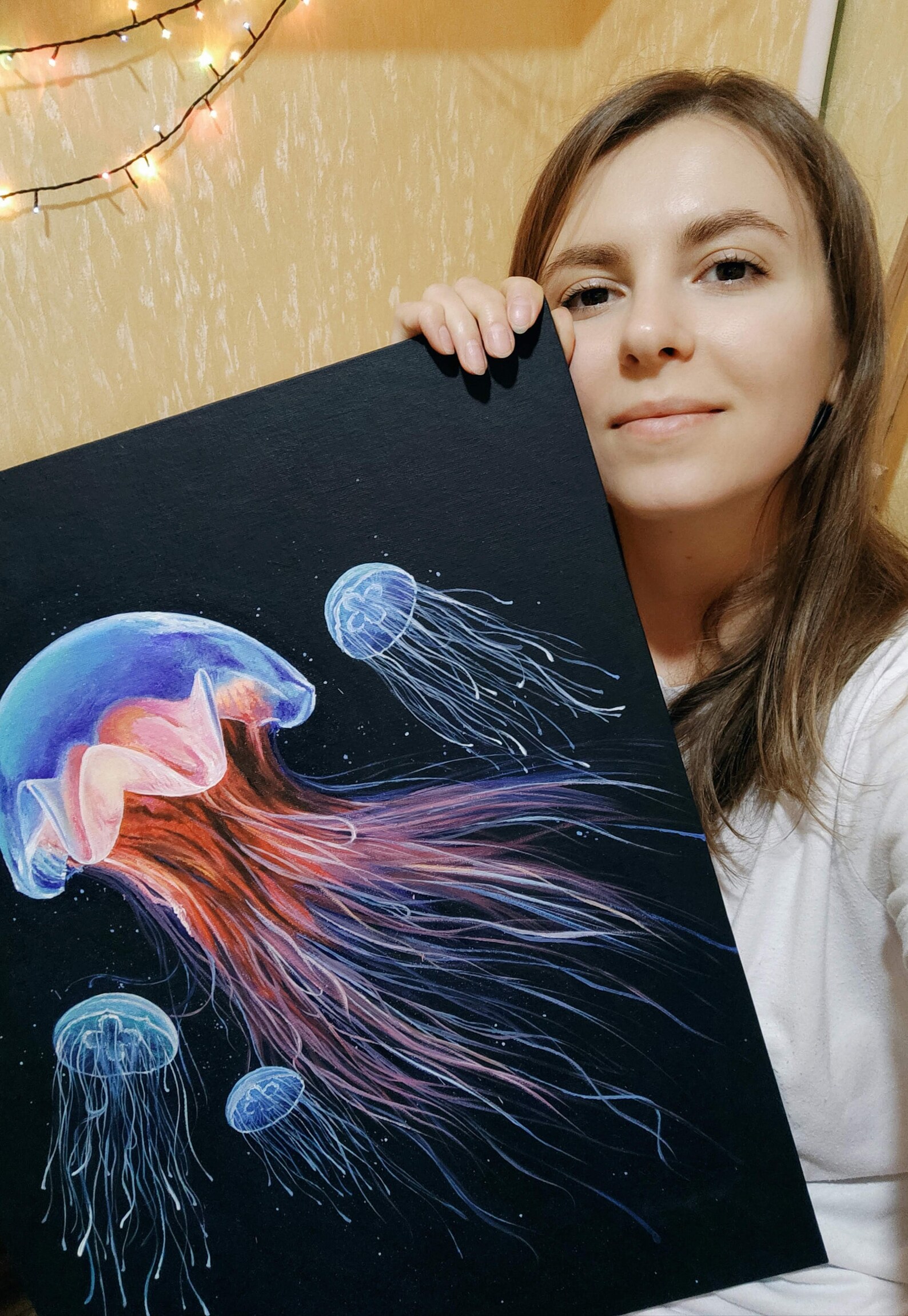 Jellyfish Acrylic Painting, 40x50cm Jellyfish Canvas , Jellyfish Art