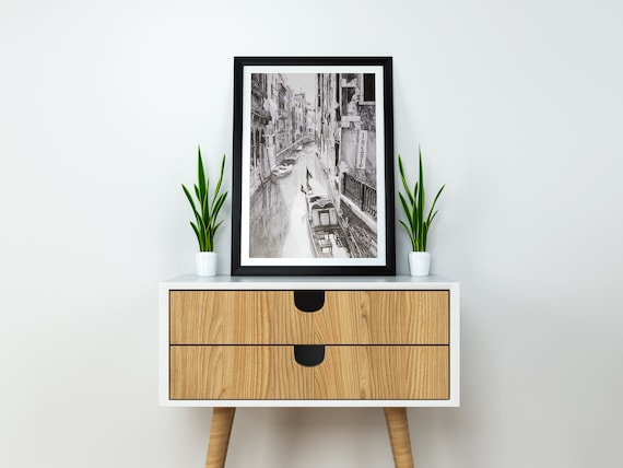 Venice Pencil Drawing Print: Black and White Modern Wall Art