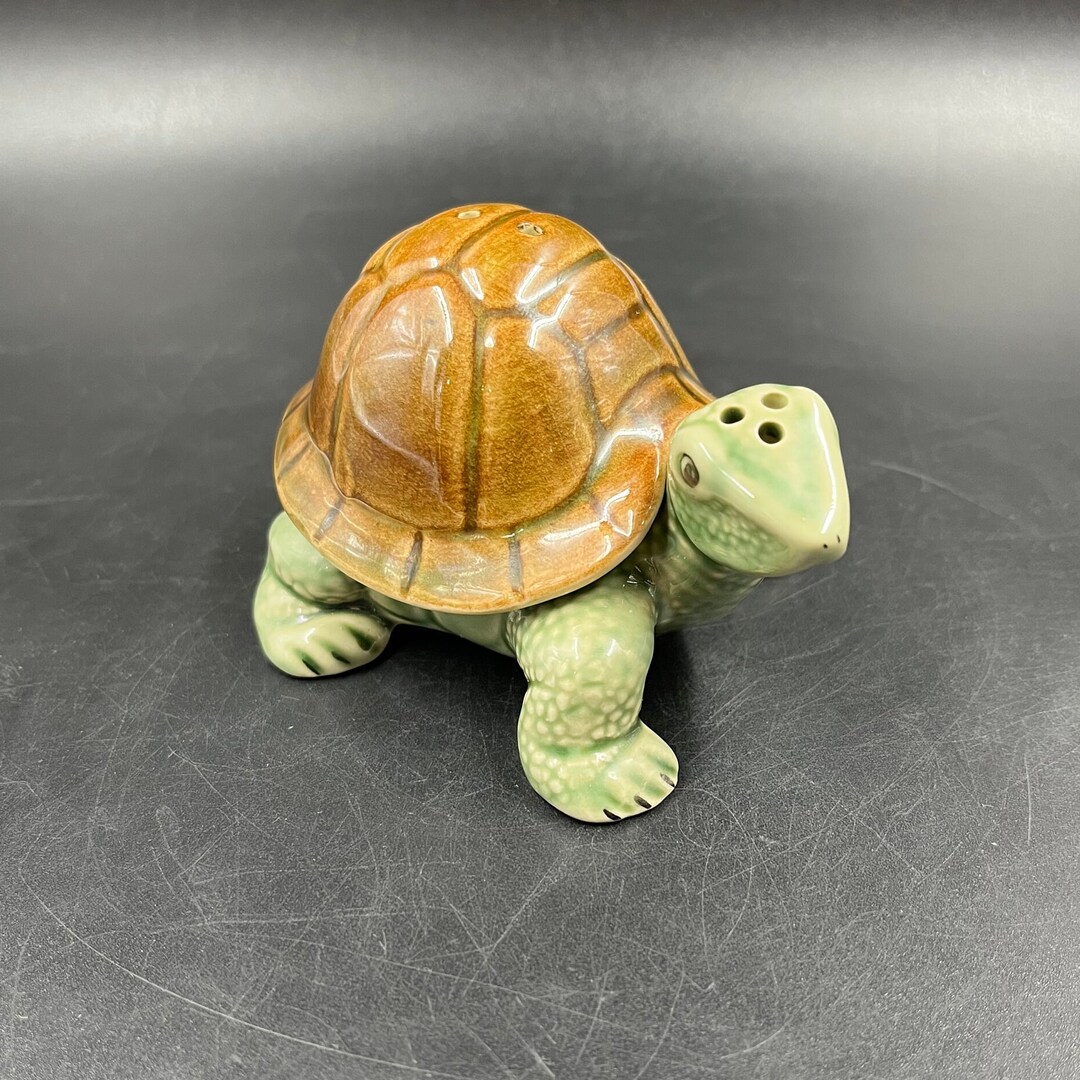 Vintage Turtle Salt & Pepper Shaker Celadon Type Glaze Kitchen Etsy