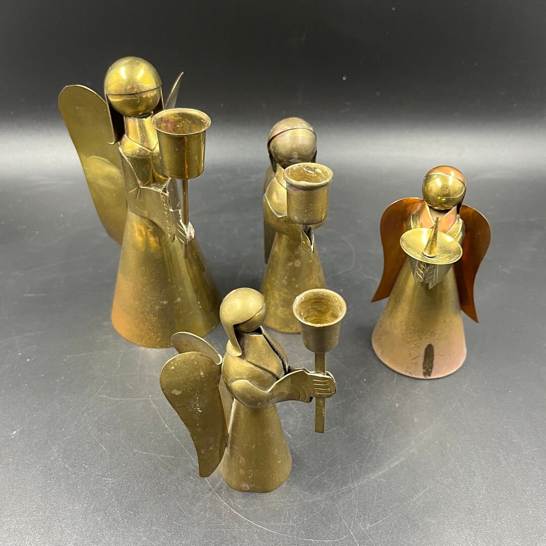 Vintage Brass & Copper Angel Candle Holder Dark Academia Etsy