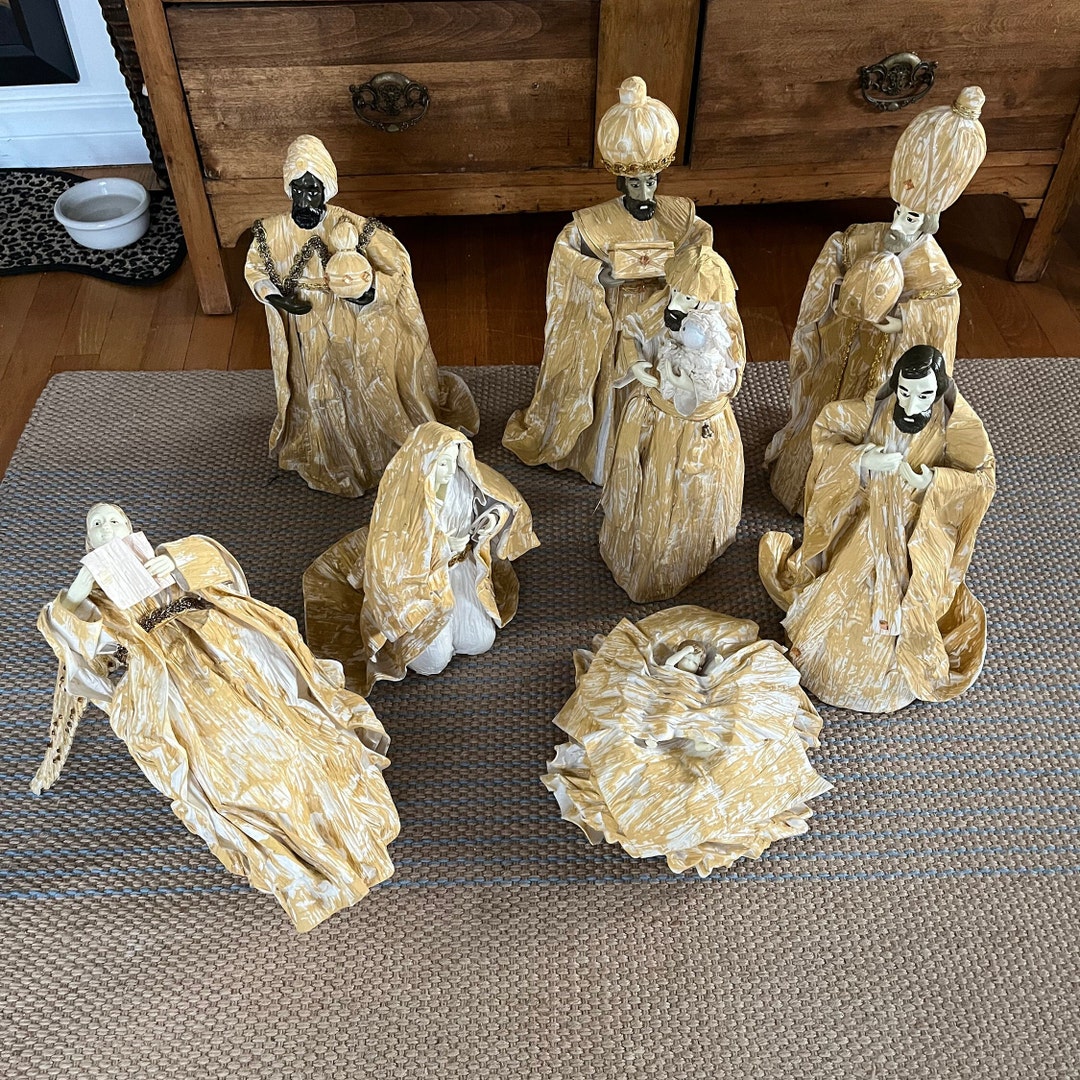 LARGE Paper Mâché Nativity Figures Christmas Display Noël Etsy