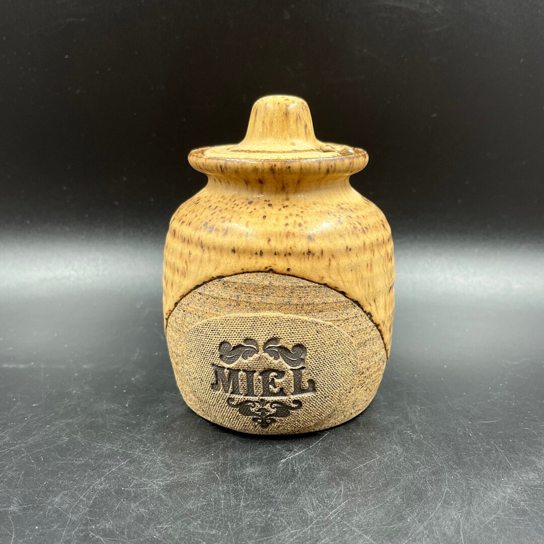 Vintage Small Stoneware Honey Jar Miel French Country Cottage Etsy
