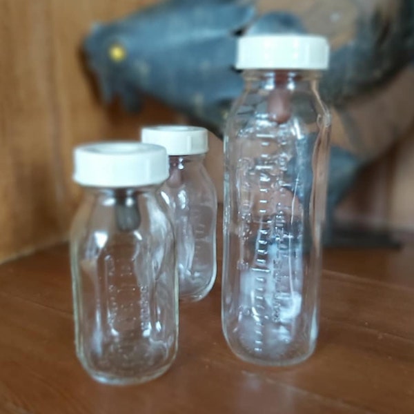 Curity Glass Baby Bottles Set of Three (3) The Kendall Co. Vintage