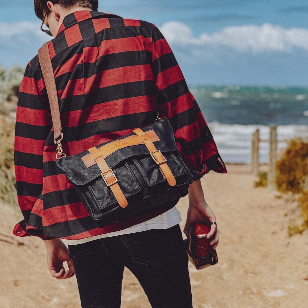 Waxed Canvas Messenger Bag Messenger Bag Men Motorcycle Bag Etsy