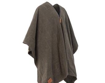 Canvas Poncho, Man Poncho, Genuine Military Groundsheet