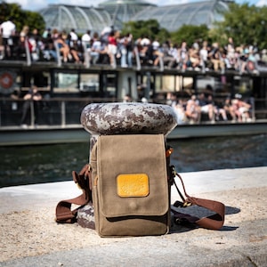 Canvas Leather Sling Bag, Man Bag, Waxed Canvas Crossbody Bag Men