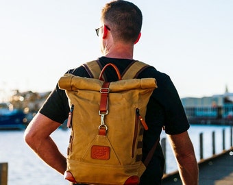 Canvas Backpack, Laptop Backpack, Leather Backpack, Canvas Bag, Teacher Backpack, Waxed Canvas Bag, Backpack Men, Fathers Day Gift