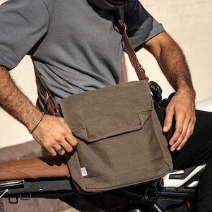 Indiana Jones Satchel, Canvas Sling Bag, Man Bag, Waxed Canvas Crossbody Bag, Genuine WW2 Gas Mask Bag, Motorcycle Satchel, Fathers Day Gift