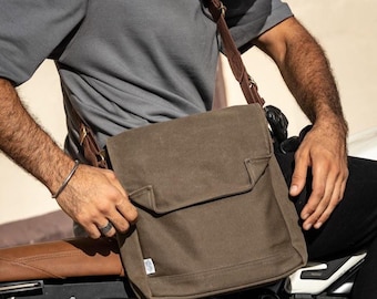 Bolso bandolera de lona de Indiana Jones, bolso para hombre, bolso cruzado de lona encerada, bolso con máscara de gas auténtica de la Segunda Guerra Mundial, bolso de motociclista, regalo para el Día del Padre