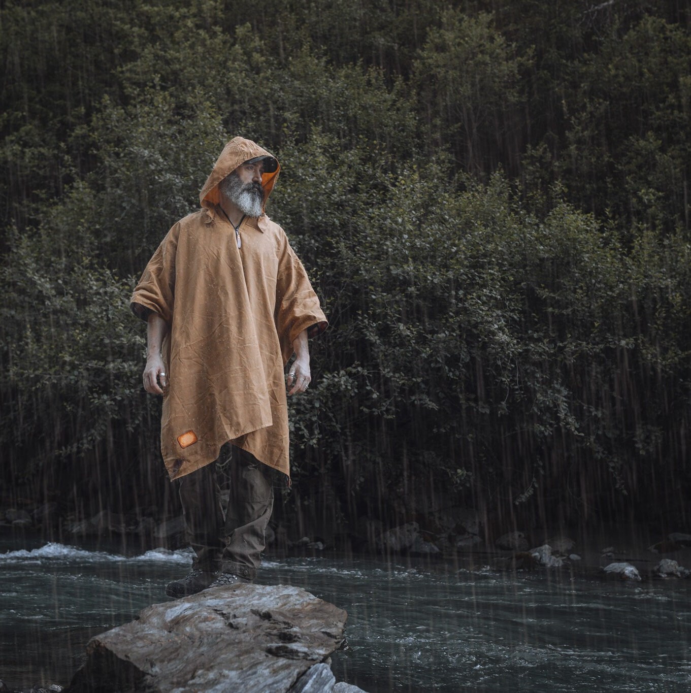 Canvas Poncho, Man Poncho, Genuine Military Groundsheet