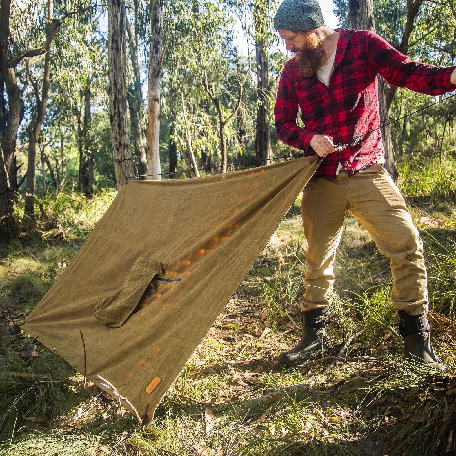 Canvas Poncho, Man Poncho, Genuine Military Groundsheet