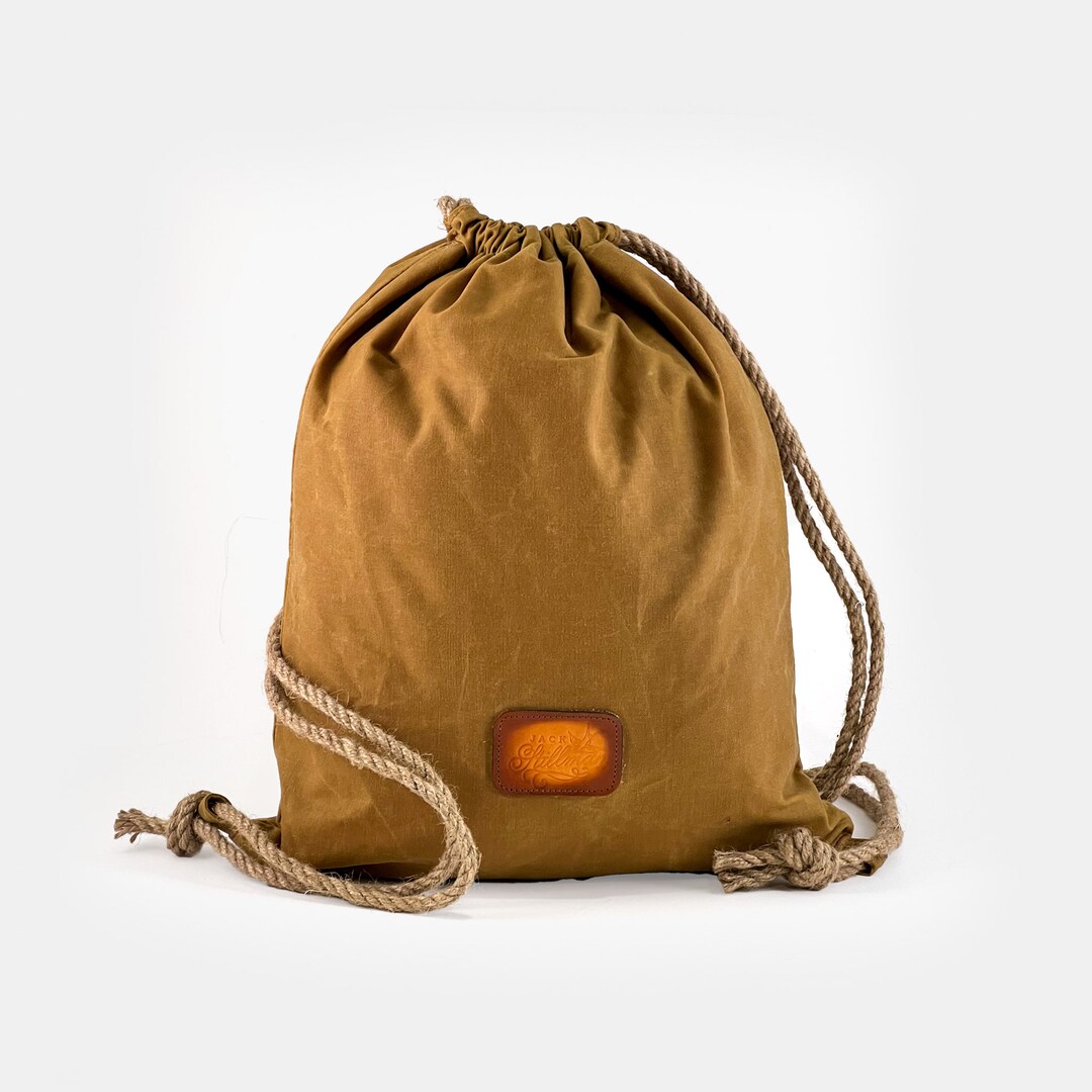 Drawstring Backpack, Reusable Grocery Bag, Cotton Bag by 8oz Beeswax