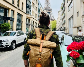 Canvas Backpack, Laptop Backpack, Leather Backpack, Canvas Bag, Teacher Backpack, Waxed Canvas Bag, Backpack Men, Fathers Day Gift