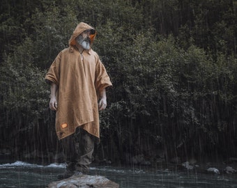 Rain Poncho, Canvas Poncho, Mens Poncho, Rain Jacket, Waxed Canvas Poncho, Vintage Clothing, Gift For Men, Unisex Poncho