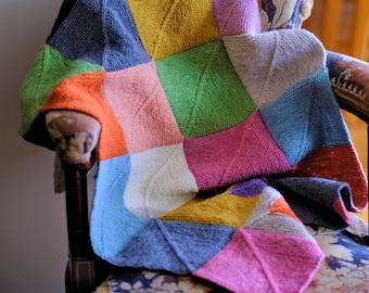 Knitting Pattern - Only in English - Mitered Square Blanket - Advanced Knitter - Soft Merino Yarn - PDF Download - DK Worsted Weight Yarn