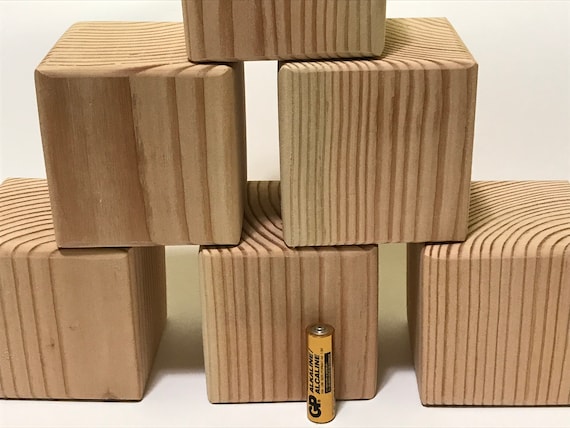 6 Large Wood Blocks That Are SANDED Smooth for Crafts or Dice, Approx 3.5 X  3.5, All Natural Wood 