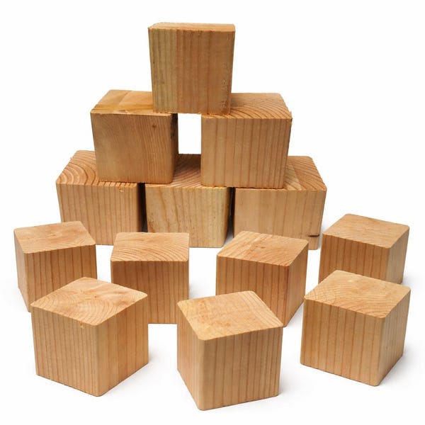 12 bloques de madera de pino sin acabado (8,9 cm) - Juego de 12