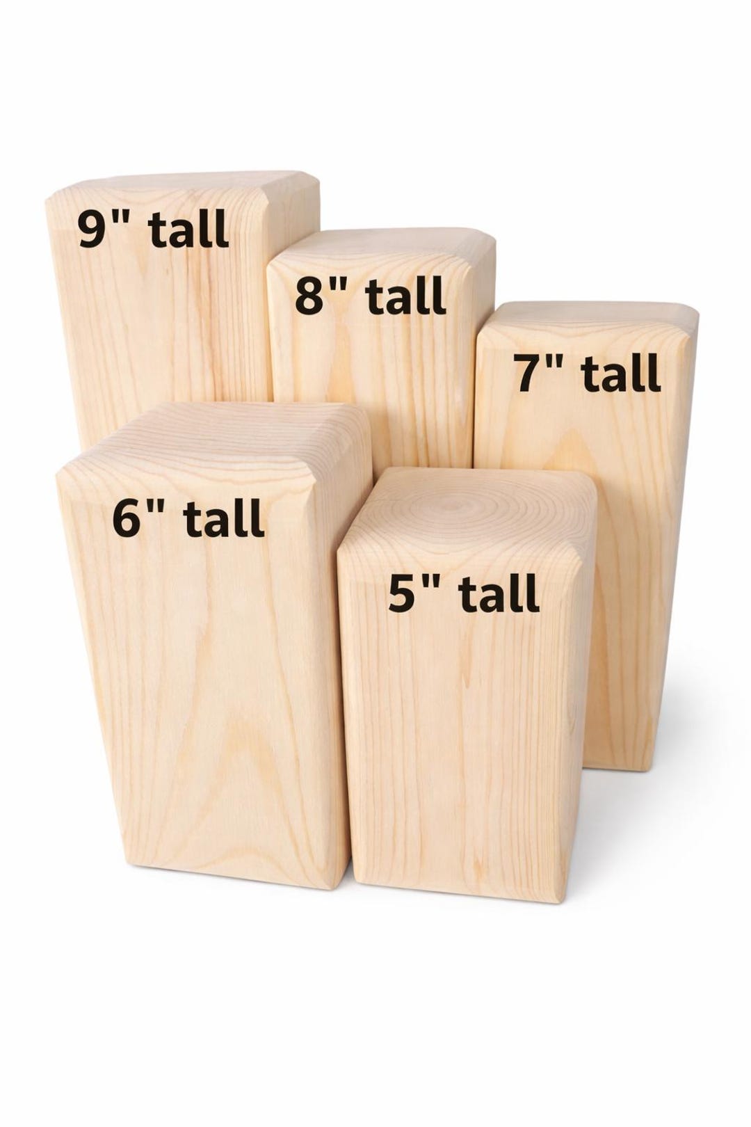 Complete Set of 5 Sanded Pine Wood Blocks for Crafts: 3.5