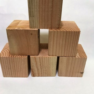 6 large UNSANDED solid wood blocks,  approx 3.5&quot; x 3.5&quot;, all natural wood, solid wood blocks, unfinished blocks, crafting blocks