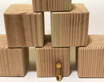 24 large SANDED unfinished wood blocks for crafts or dice, approx 3.5" x 3.5", solid wood blocks, wood block blanks, solid wood cubes